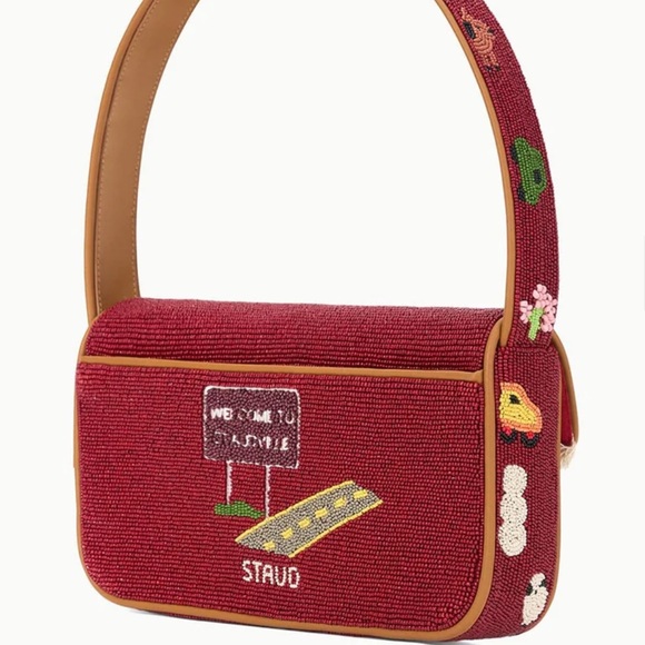 STAUD Red Embroidered Tommy Handbag - Picture 3 of 3